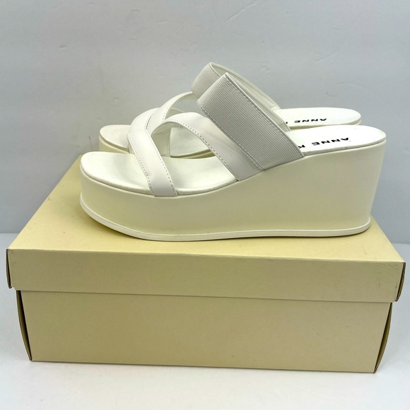 ANNE KLEIN, AKVAI WHITE SLIP ONS PLATFORM ELASTIC TOP WITH SUPER CUSHION SOLE9M - Picture 3 of 16